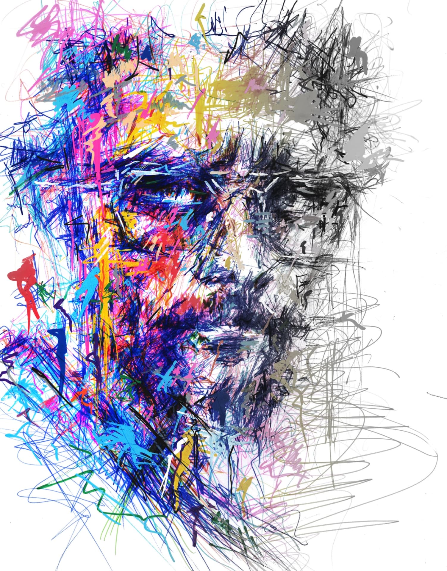 Divided Self, Mixed media on paper